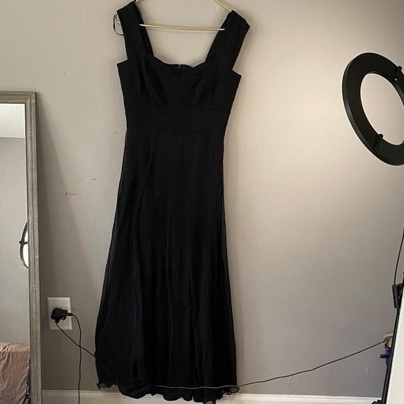 tadashi black dress Tadashi Shoji Vintage Long Black Dress w Sheer Mesh & Thigh High Slit –  Modig main image 0